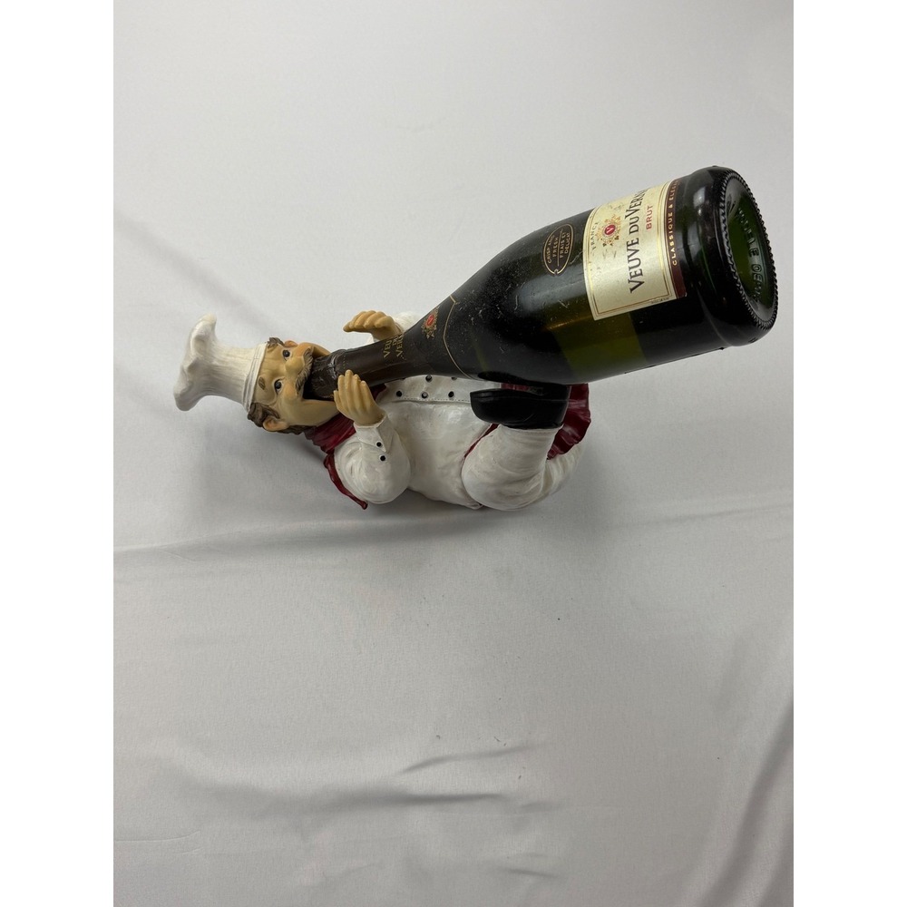 Unbranded Chef Wine Bottle Holder Figurine White Red Resin‎ Decor